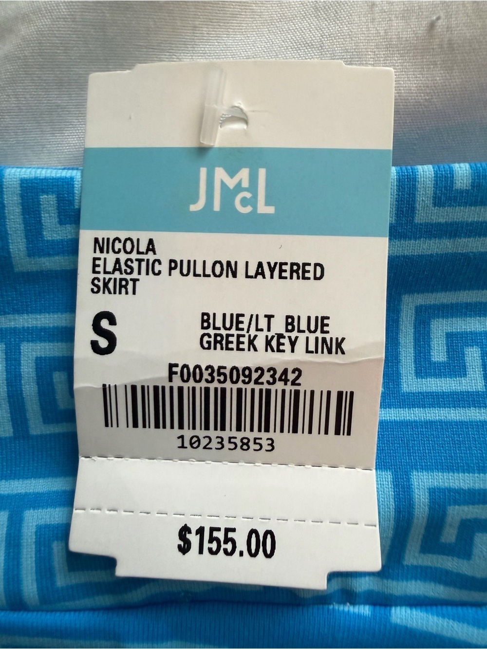 J. McLaughlin Catalina Cloth Tiered Straight Skirt Blue Geometric Small NWT $155 - Picture 4 of 6
